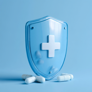 Anger u6913867445 create a realistic iamge. Blue Shield Opioid Addi ef18d647 74c3 41c9 bff9 2dedcaa1e3a6 3 Blue medical shield with prescription pills, representing Blue Shield opioid addiction treatment coverage and care available at Safe Harbor Treatment Center.